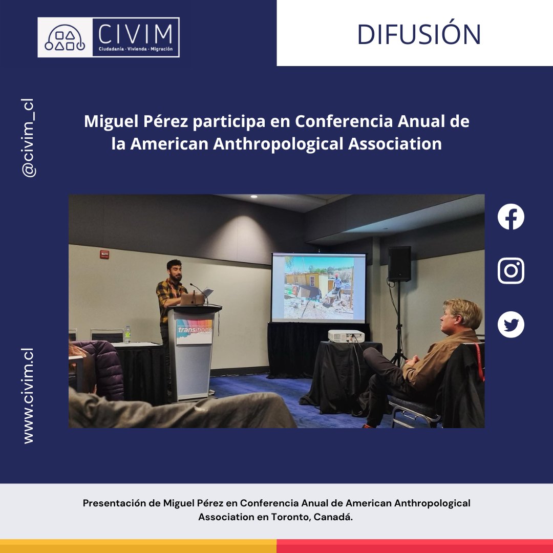 Participación de Miguel Pérez en la Conferencia Anual de la American Anthropological Association. Expuso sobre algunos hallazgos del Fondecyt N°1210743 (en curso), a través del cual busca comprender etnográficamente cómo los migrantes se constituyen como sujetos-ciudadanos.