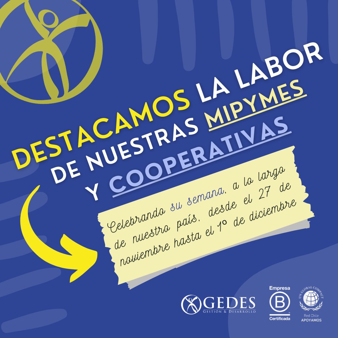 En esta Semana de las Pymes y las Cooperativas 2023, queremos saludar y destacar la labor de las Pequeñas, Medianas Empresas y también las Cooperativas.
¡Feliz semana!