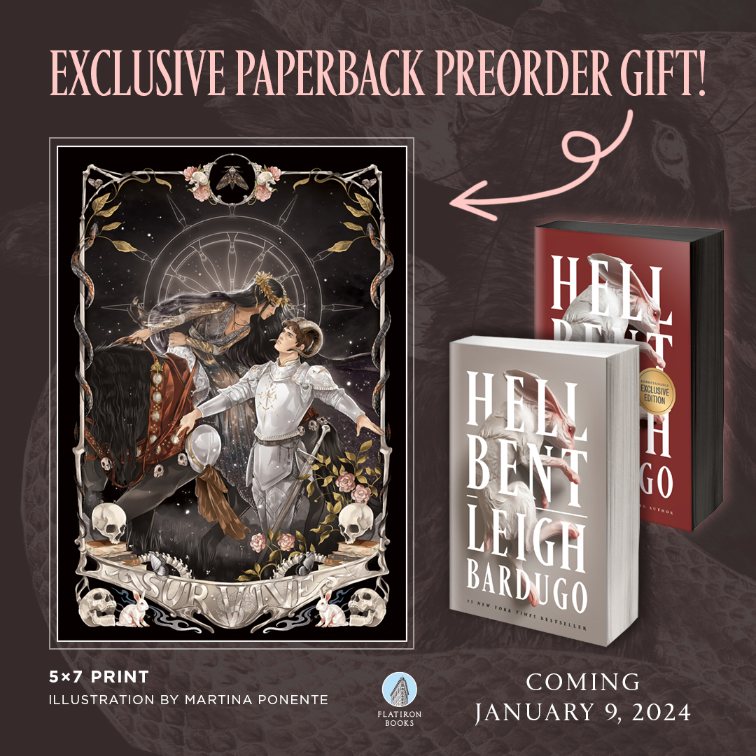 Flatironbooks's tweet photo. Preorder the upcoming paperback of #HellBent by #LeighBardugo & we will gift you this print.
Sign up to get yours by filling out the form & uploading your paperback preorder receipt from any US retailer: https://t.co/UQlezEwOhS
#ninthhouse
#alexstern
#darkacademia
#paperback https://t.co/OO1wPx0BAS