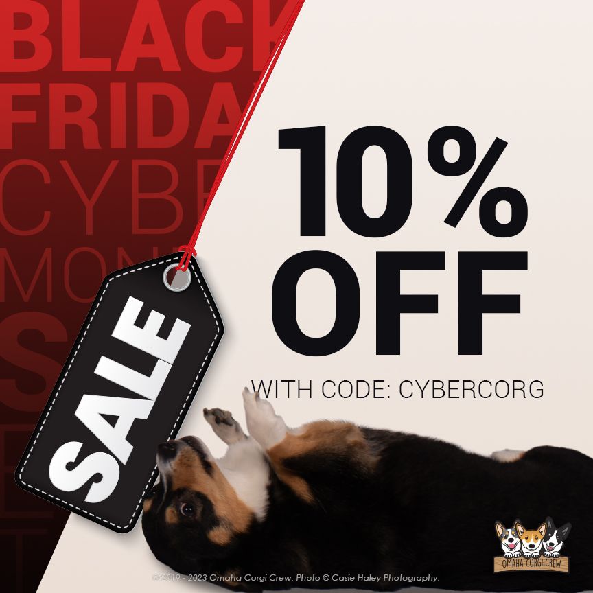 OmahaCorgis's tweet photo. Don't forget! Our Black Friday/Cyber Monday sale ends today at midnight! ⌛️ Get 10% OFF EVERYTHING in our online store with the code CYBERCORG 🛒 https://t.co/fdzhLMmU4Q

P.S. After midnight the 2024 Pin Ups &amp; Pups calendars will not be discounted any longer! https://t.co/0EpoyvZ4fp