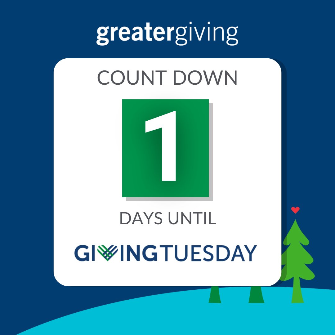 Tomorrow is the day! Get ready to make a lasting impact on GivingTuesday . Together we're greater- join the movement and use #GivingTuesday in your posts to ride the wave of generosity 💚🌎