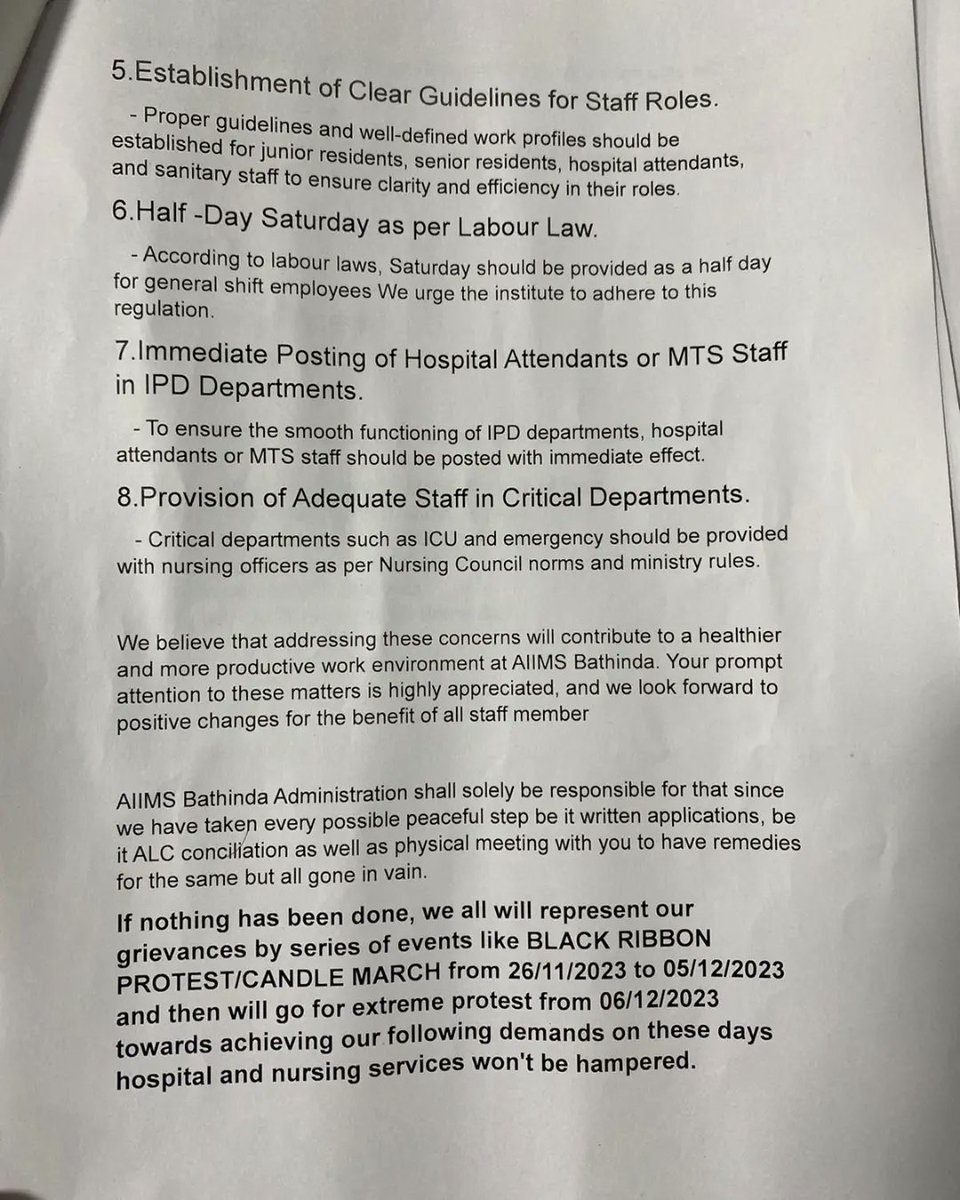 SSwami56879's tweet photo. Injustice, discrimination &amp; mental harassment by Administration of Aiims Bathinda. The Nursing Officer of institute appeal to GOI for their rights🙏🏻 
@MoHFW_INDIA @mansukhmandviya 
@UNCPunjab
@harish_kajla 
@OfficeofARM
@HarsimratBadal_ 
#JusticeForAiimsBtiNurses https://t.co/7DoRVVFC8R