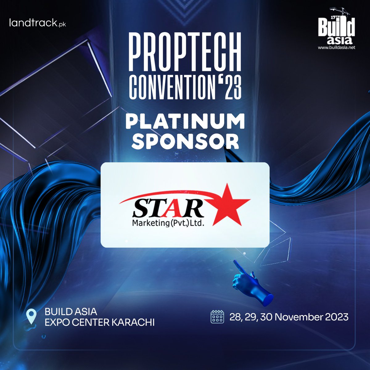 StarMarketingOn's tweet photo. π Join us at Proptech Convention 2023, where innovation meets real estate excellence!
Platinum Sponsor, "Star Marketing Pvt. Ltd." πβ¨
π On 28, 29 & 30 November 2023
πLocated on Hall No. 4, Expo Center, Karachi
#StarMarketing #PlatinumSponsor #ProptechConvention #SunOverseas #city #asia #discount #10Lac #VictoriaResidency #blueskyresidency #ARYPearlResidency #centralicon #sarafmall #northcorner