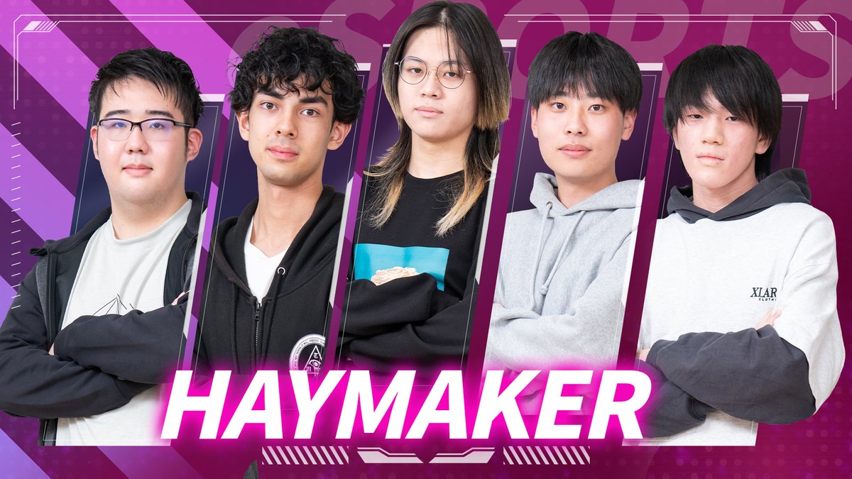u19esports_jp's tweet image. ✨U19eスポーツ選手権2023✨

≪＃LoL 部門≫

◤◢◤◢◤◢◤◢◤◢◤◢◤◢

             ＃HAYMAKER

◤◢◤◢◤◢◤◢◤◢◤◢◤◢

#Gメッセ群馬 で まってるよ‼️