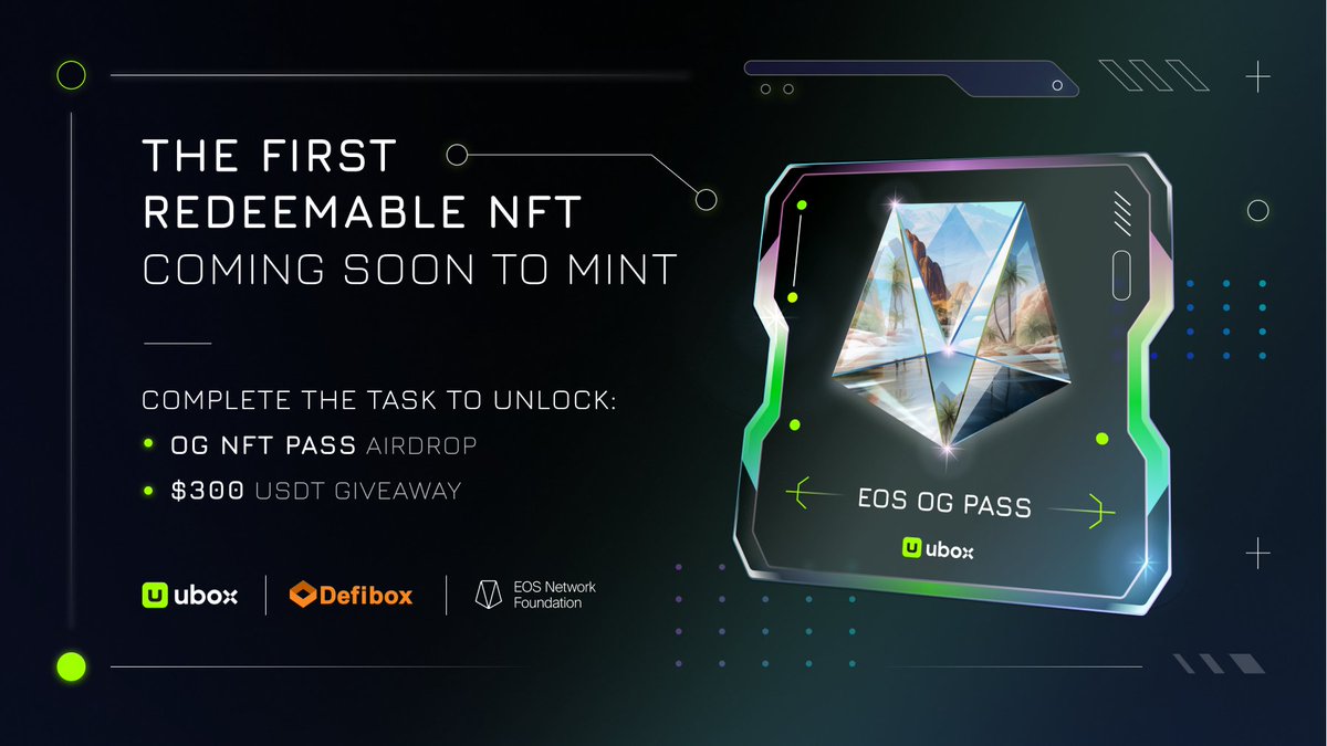 ⚒️Ubox joins forces with <a href="/DefiboxOfficial/">Defibox</a> and <a href="/EOSnFoundation/">New ENF Handle - Follow @EOSNetworkFDN</a> to launch a $300 community incentive campaign.

Users completing tasks can win a share of the prize pool and grab the exclusive OG Pass NFT. Don't miss out! 🏆 #Ubox #EOSEVM #NFT

Apply OG Pass