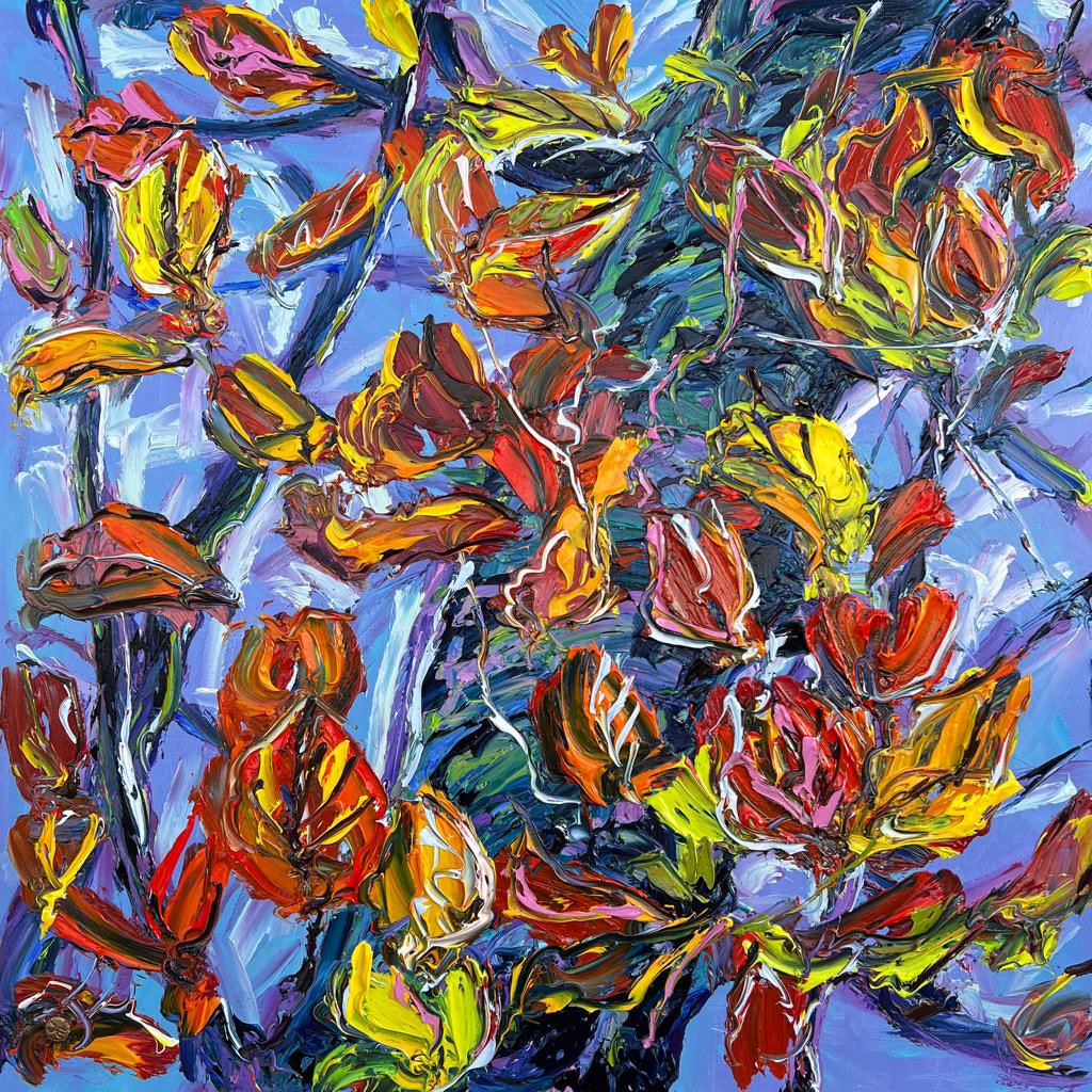 Experimenting today! ‘Autumn Leaves’ 50cm x 50cm #contemporaryart #artforsale #cornwall