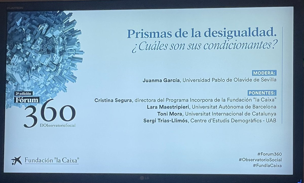 sarasg222's tweet photo. Prisma de la desigualdad, primera mesa de diálogo en la que se abordan sus condicionantes en #Forum360 #ObservatorioSocial #FundaCaixa https://t.co/8K8me230LH