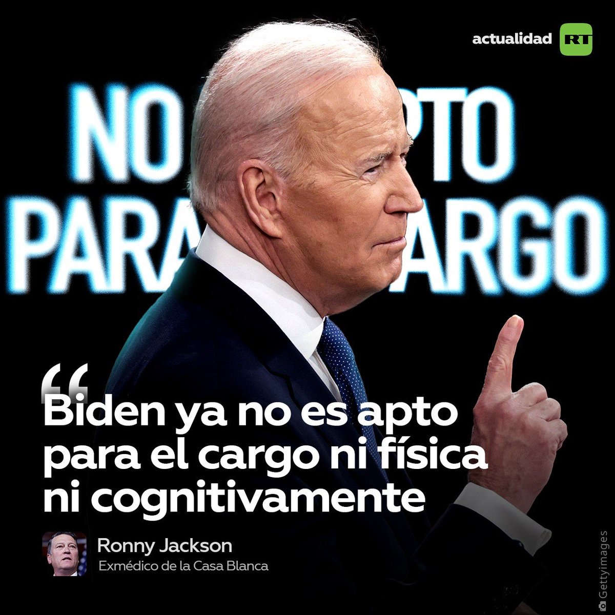 ActualidadRT's tweet photo. Ronny Jackson, médico de tres Administraciones, considera que la "degradación" del actual presidente supone una amenaza para la seguridad nacional de EE.UU.
