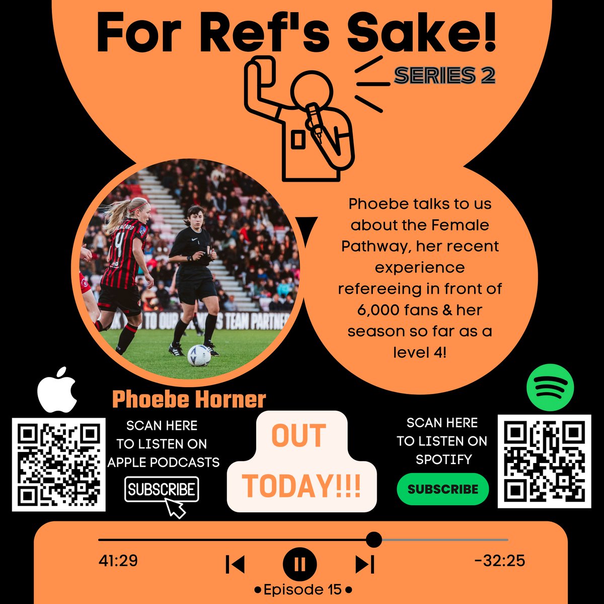 🚨 NEW EPISODE 🚨 OUT NOW!! Phoebe Horner joins us to talk through her experience of refereeing in front of over 6,000 fans at the Vitality Stadium, plus all the usual fun stuff!! Spotify: spoti.fi/3uy5bPL Apple: apple.co/40YtxhR