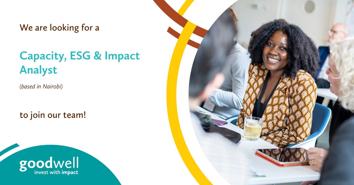 Become our Capacity, ESG &amp; Impact Analyst in Nairobi!

Join us as we invest in the development of inclusive economies in un(der)served countries.

Apply by 8 Dec 👉goodwell.bamboohr.com/careers/32

#ImpactInvesting #ESGAnalyst #Careers