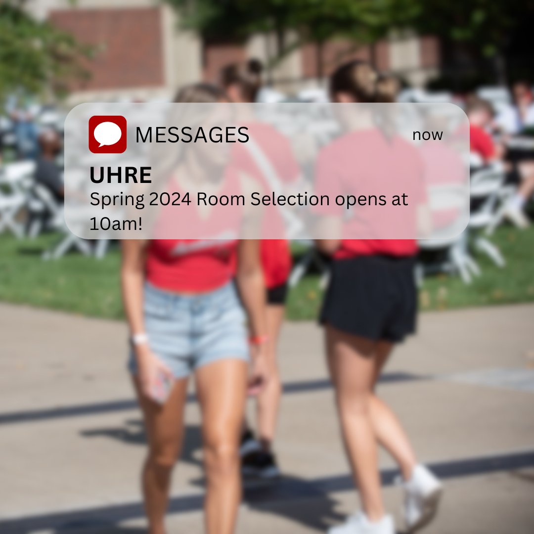 Hey Cards, just a reminder that spring 2024 Room Selection opens at 10am today in the housing portal! 

This is ONLY for NEW, incoming students to Housing for Spring 2024. #gocards #mycardinalhome