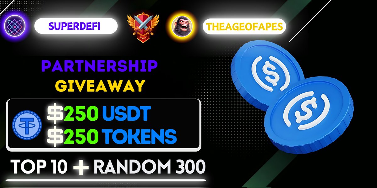 SuperDefi_Dao's tweet image. 🎉 SuperDefi_Dao X TheAgeofApes #USDT BIG #Airdrop

🎁 Prize Pool «» $250 USDT + $250 Worth of $APES Tokens

✅ Follow 
@SuperDefi_Dao &amp;amp; @Theageofapes
✅ Like, RT and Tag 3 Friends 
✅ Complete #Gleam ⤵️ 
gleam.io/JSA5S/superdef…

⏰ END DATE :- 3 Dec.

#Airdrops #Giveaway #Crypto…