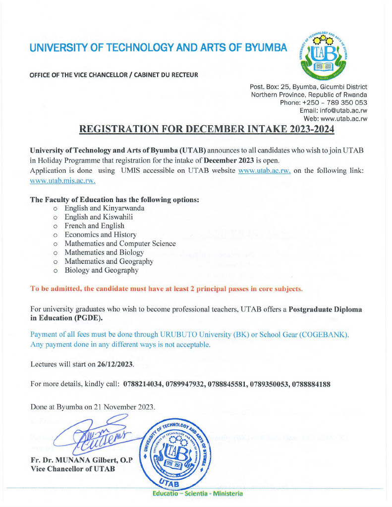 UTAB_BYUMBA's tweet photo. Registration for December intake- Holiday program is now open https://t.co/9m9cTE3s9s