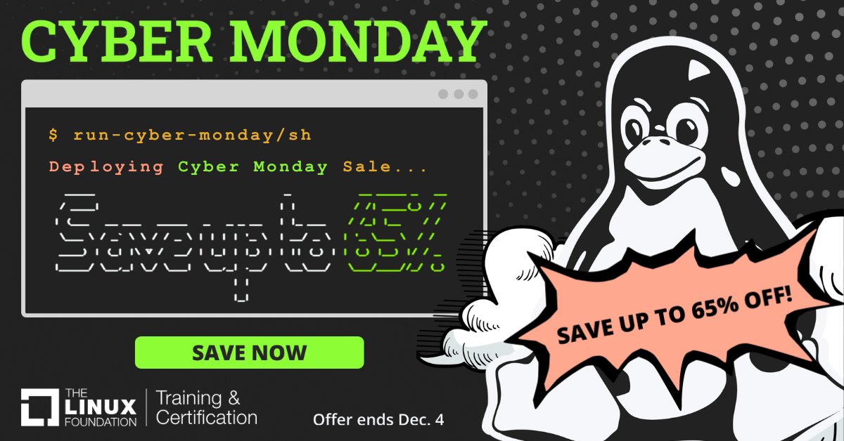 It's Cyber Monday, which means all LF trainings are up to 65% off! This includes both of our PyTorch trainings 🎉 Save now: hubs.la/Q029M_zm0