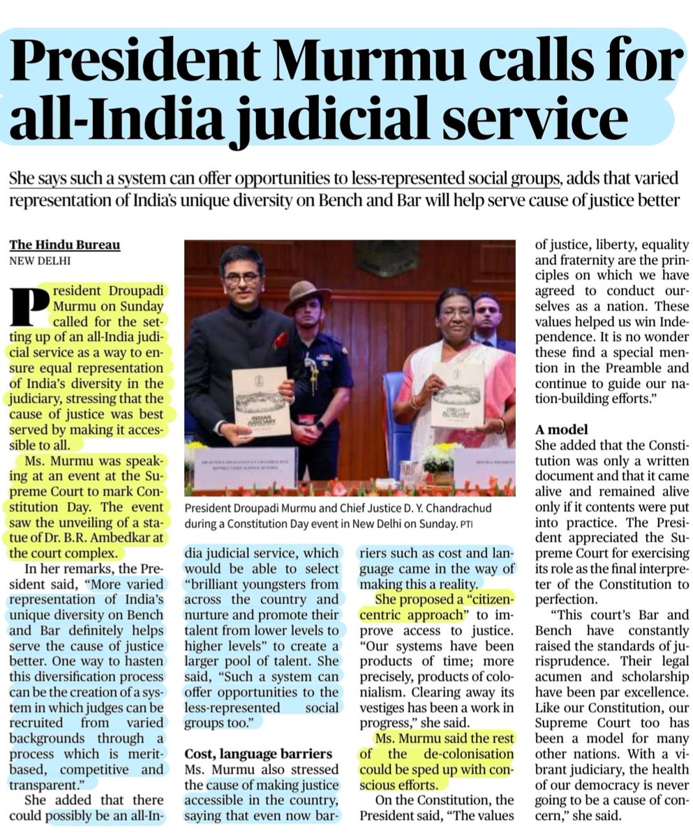 imRavikantYadav's tweet photo. 'President Murmu calls for All India Judicial Service'
#IndianJudicialService #IJS
Much needed for diversity on the Bench & Bar, I believe 👍
What do you think? 🤔 https://t.co/wgQreCsXHc