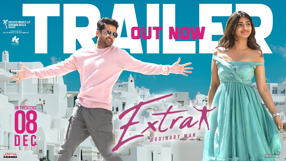 It's all yours now, check out #ExtraTrailer - youtu.be/GnO4cOx_wFQ #ExtraOrdinaryMan #ExtraOrdinaryManOnDec8th @actor_nithiin @ActorRajasekhar @sreeleela14 @Jharrisjayaraj #SudhakarReddy #NikhithaReddy @SreshthMovies #RajKumarAkella @vamsikaka @adityamusic @WallsAndTrends