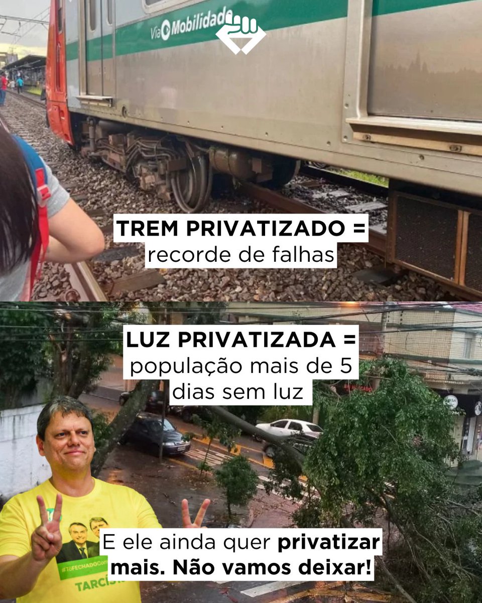 Metroviarios_SP's tweet photo. O povo de São Paulo tem sofrido na pele as consequências das privatizações nas empresas públicas. E Tarcísio de Freitas ainda quer privatizar mais. Não vamos deixar!
#GreveUnificada #NãoPrivatizaSP #metro #cptm #saúde #fundaçãocasa #efcj #sabesp https://t.co/p6Y5D5kHQk