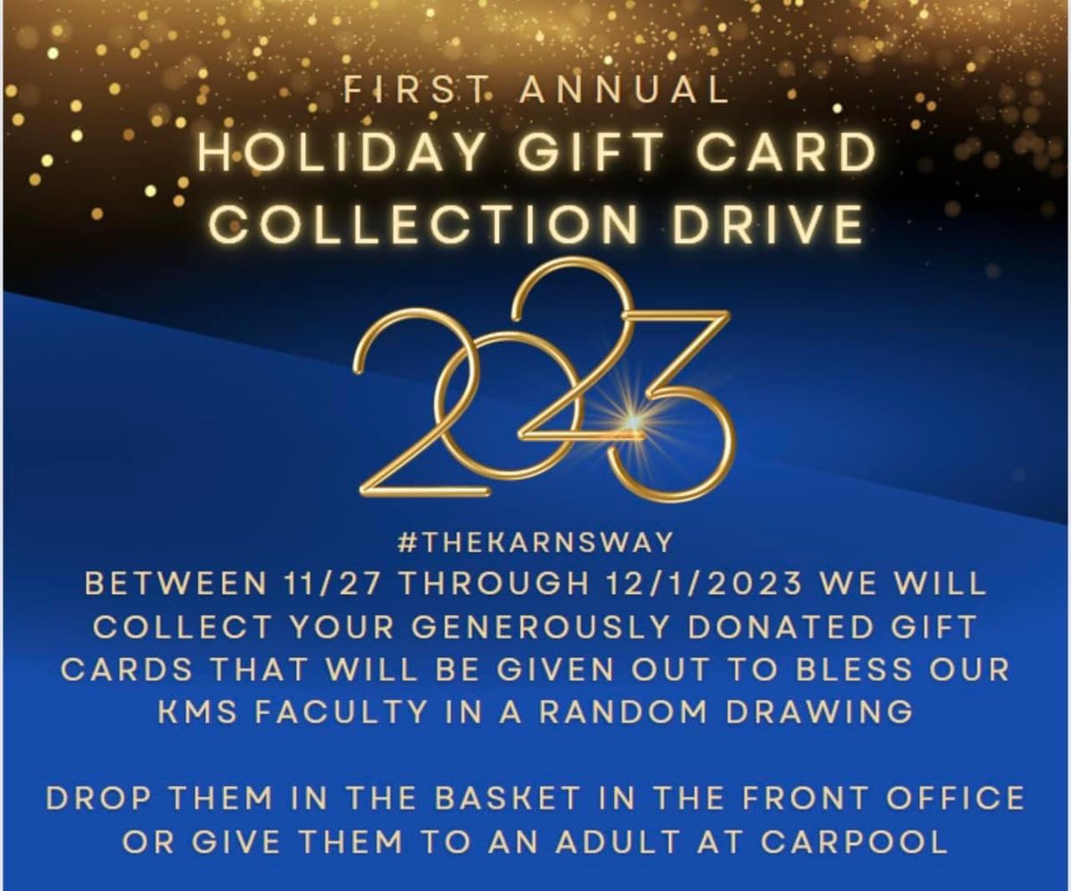 Karns_Middle's tweet photo. Please consider donating a gift card to a holiday drive. See the flyer below for details. https://t.co/6eLfLLSCmj