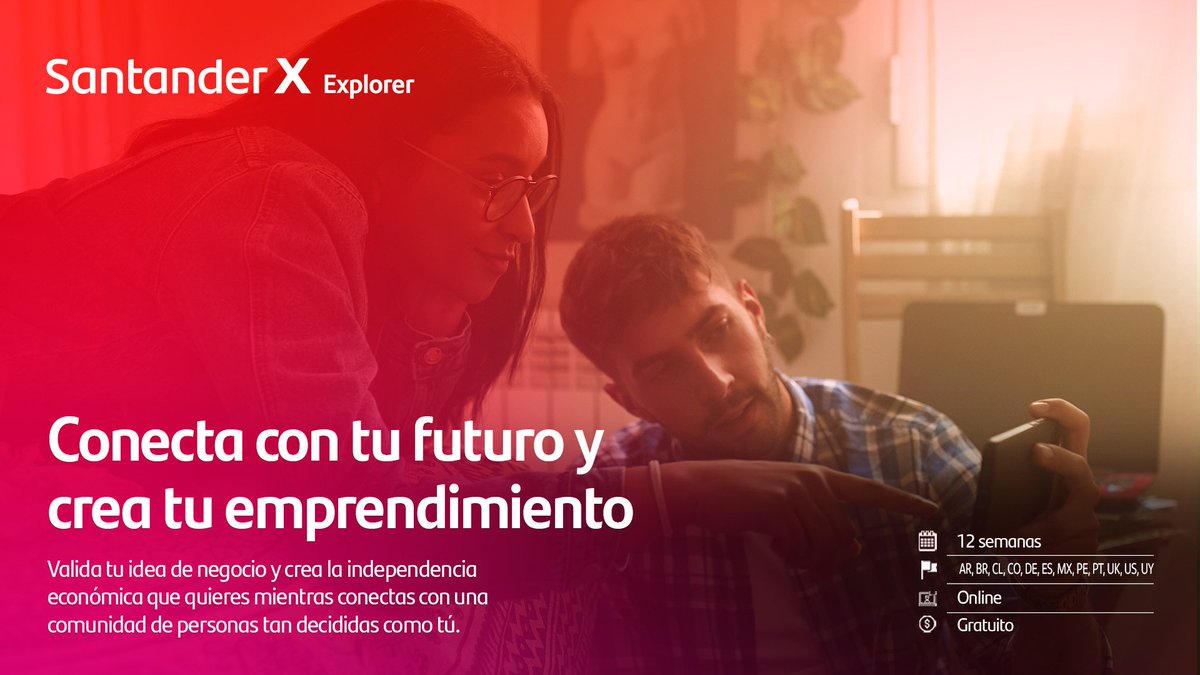 ¡Nueva convocatoria del Programa de emprendimiento Santander X Explorer!
Para cualquier persona que tiene una idea y quiere trabajar en su viabilidad. 
Participa de manera individual o en equipo.
Más información: ubu.es/te-interesa/pr…