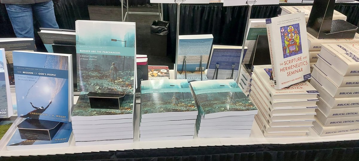 There it is! <a href="/HelenEPaynter/">Helen Paynter</a>'s latest publication on display at #aarsbl2023. Released last week, 'Blessed are the Peacemakers: A Biblical Theology of Human Violence' takes a deep dive into Human Theology.