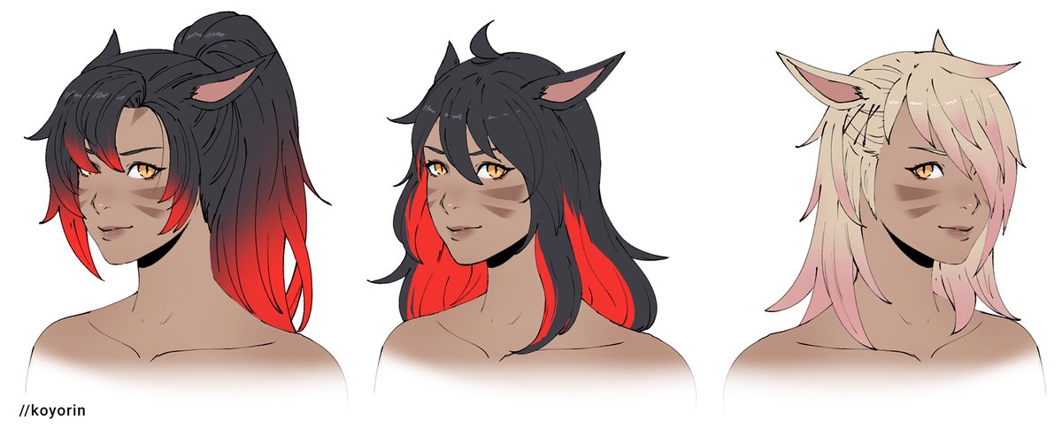 well, the #FFXIV hairstyle contest winners are out and none of mine made it so here they are! i had to rush them this summer so i couldn't really polish them as much as i wanted, but oh well