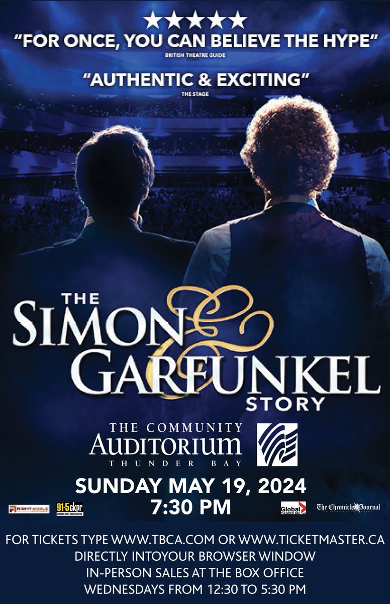 THE SIMON &amp; GARFUNKEL STORY's national tour will stop at your TBCA on May 19, 2024! Tickets go on-sale  Fri, Dec.1, at tbca.com or ticketmaster.ca with a presale running on Thurs, Nov 30, from 10 AM -10 PM at wwww.ticketmaster.ca  Presale Code: BRIDGE