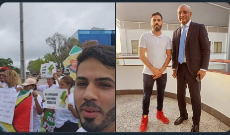 AntroCanal's tweet photo. Conozcan a Karlo Jerez, Uno de los promotores que embaucan a ese minúsculo grupo de venezolanos coaccionados en buscar mermar las acciones del Estado venezolano en la reivindicación territorial del Esequibo. #27Nov #MiMapa  

Usando la excusa ideológica contra el Presidente Maduro, este sujeto y otros abogan por "respetar las fronteras de Guyana" mientras reciben dinero del partido del Gobierno PPP/C People´s Progresive Party bajo su líder, el Vicepresidente Bharrat Jagdeo a quien vemos a la derecha de la imagen junto al venezolano nacido en Maracaibo y que ahora olvida sus raíces y pregona mentiras a cambio de unas monedas, tal como Judas. 

Los venezolanos NO nos dejamos engañar por una sucia mediática guyanesa que compra conciencias a un pequeño grupo de venezolanos confundidos, atemorizados y esperando dádivas con esta demostración de ignorancia pura.

Somos millones de venezolanos que abogamos por la recuperación de 159.542 km2 y no nos vendemos por ideales absurdos; La Nación primero! #Mimapa