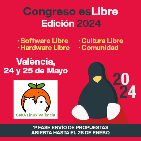 esLibre_'s tweet photo. ¡#esLibre2024 ya tiene fecha!

Gracias a @GnuLinuxVlc, comunidad anfitriona este año, nos vemos los días 24 y 25 de mayo en @LasNavesINN y @LaMutant_

Así que... ¡abrimos el envío de propuestas!

+ info: https://t.co/7Orddxs62h

#SoftwareLibre #HardwareLibre #CulturaLibre

👏👏👏 https://t.co/tnqIVSLVhw