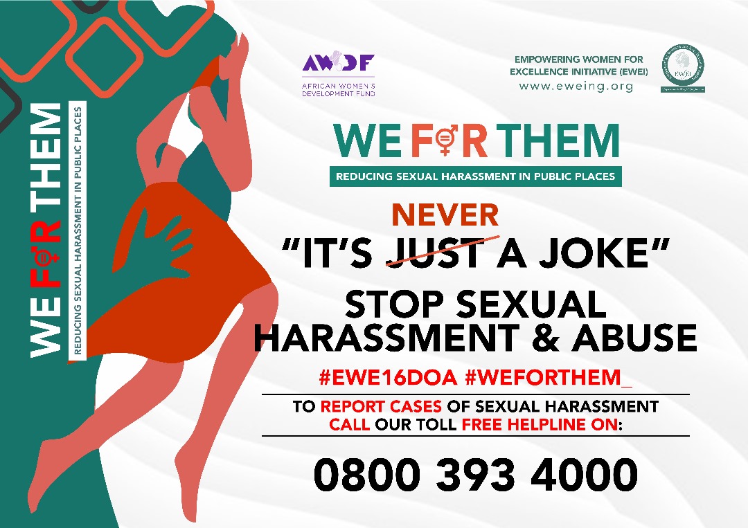 Maybach745's tweet photo. Let’s create a safe and secure society for all by ending Sexual Harassment and all forms of Abuse. @eweinigeria @awdf01 @UNTrustFundEVAW  #WeForThem_ #EWEI16DOA https://t.co/zfceoN6BUd