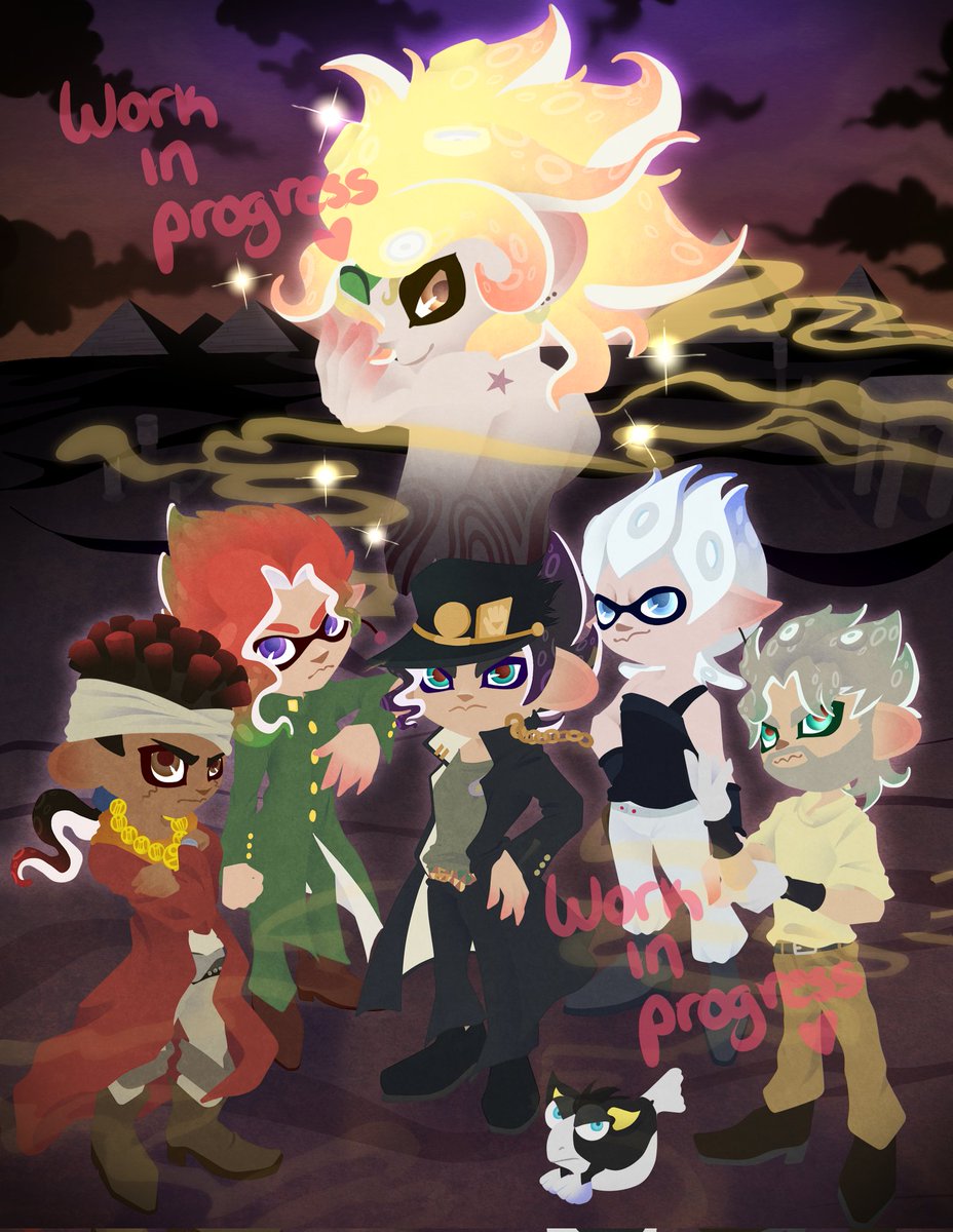 Xaikarart's tweet photo. I've been working on a special project for the past few days and it's at a point where I'm comfortable sharing it! 

Octo's Bizarre Adventure Part 3: Stardust Crusaders 💜

This is still a work in progress:) https://t.co/UL2dybUAyB