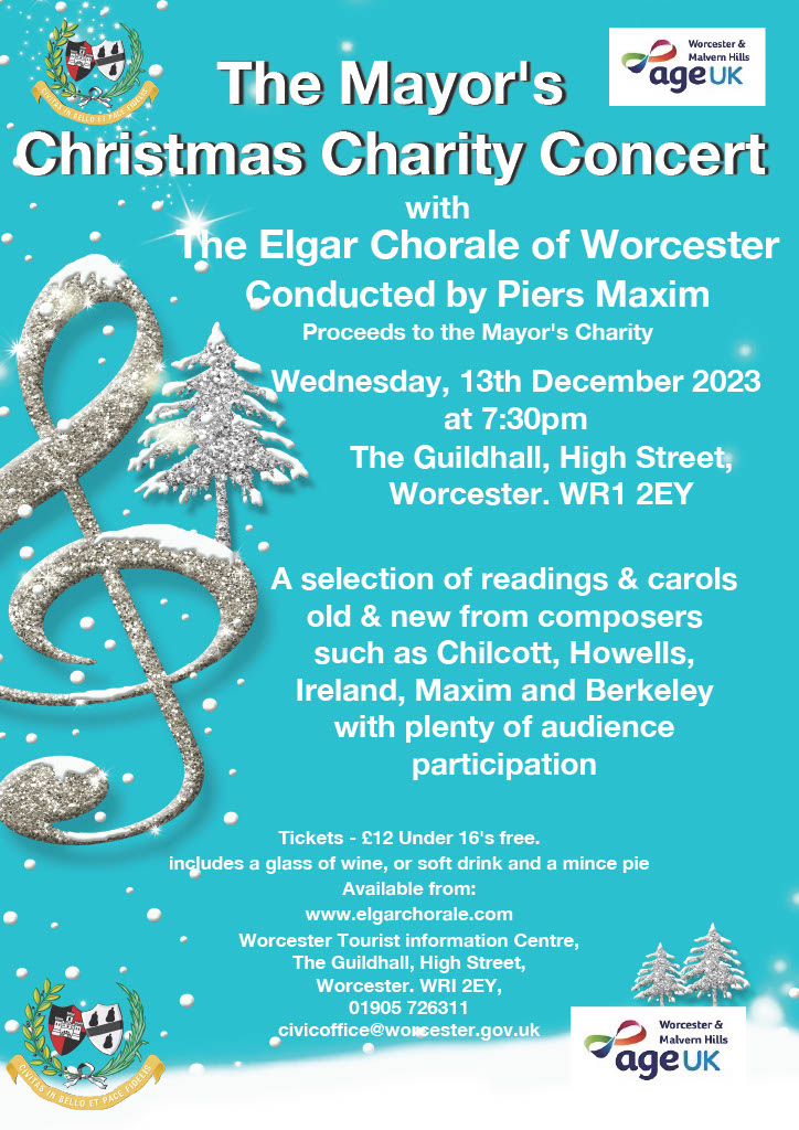 WorcesterMayor's tweet photo. Could you do me a favour and share the details of the Mayor's Christmas Charity Concert?
https://t.co/drPvwUjRtl
All proceeds to my charity Age UK Worcester and Malvern Hills.
@AgeUKWMH @WorcesterHour https://t.co/oHeWahUQUs