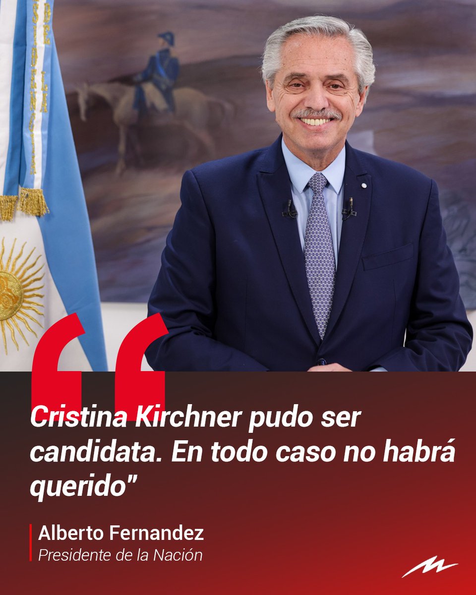 ❗El presidente Alberto Fernández contradijo la afirmación oficial de la vicepresidenta Cristina Kirchner, quien ha sostenido, desde su condena en la causa Vialidad, que se encuentra proscripta. Fernández afirmó que "candidata pudo ser, en todo caso no habrá querido". También
