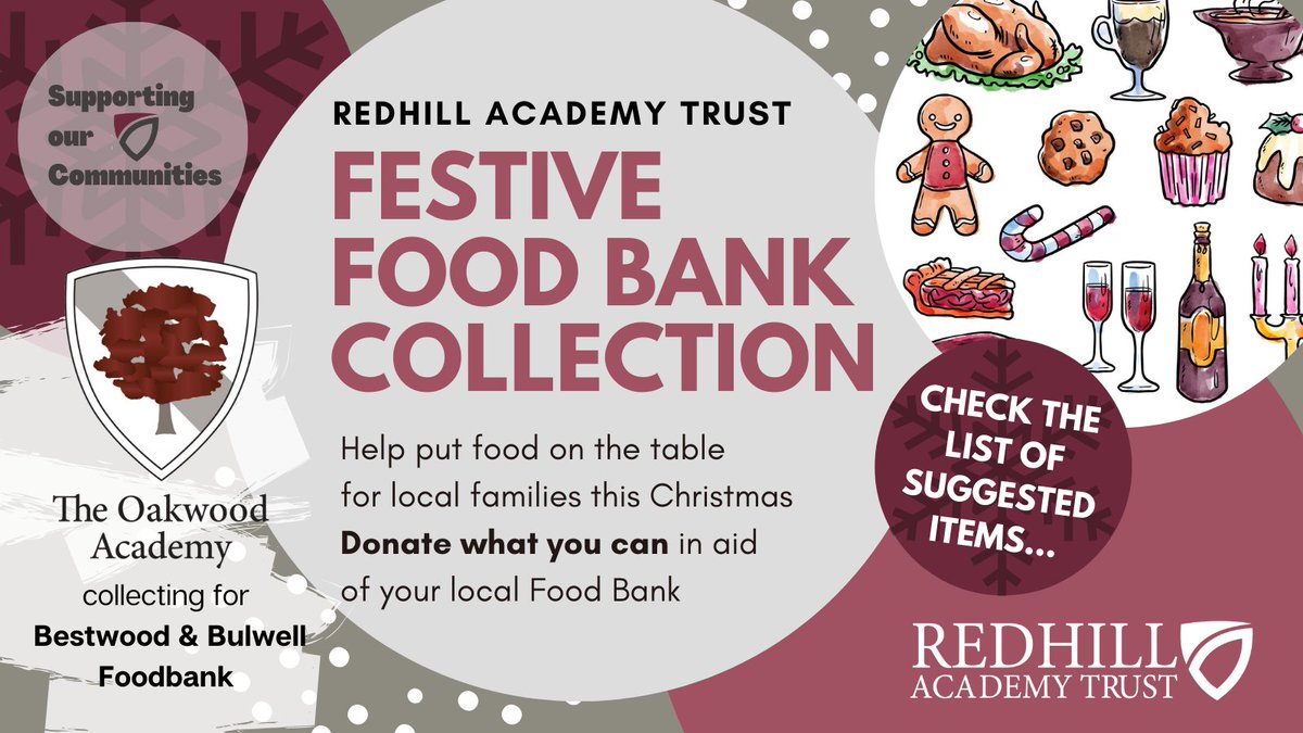 RedhillSixthVoc's tweet photo. ❄️Donate what you can this festive season and help put food on the table for local families in crisis; because no one should have to face going hungry.  We are collecting for @arnoldfoodbank, supported by
@TrussellTrust. Read more on how to help here: https://t.co/mauPHqvWa6 https://t.co/DSAv8wSoPR