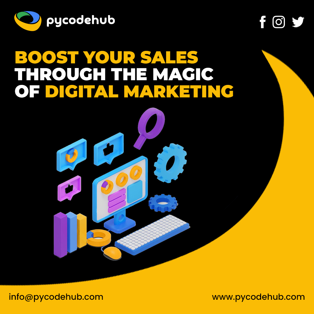 pycodehub's tweet image. Elevate your business with PyCodeHub&apos;s digital marketing magic! Watch your sales soar as we weave the perfect spell of online visibility and strategic promotion. Transform clicks into customers and conquer the digital realm with us.
#DigitalMarketing #PyCodeHub #SalesGrowth