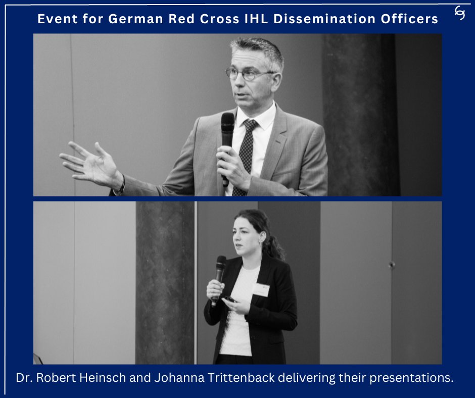 Recently, our KGF director <a href="/RobertHeinsch/">Robert Heinsch</a> spoke at a German Red Cross multiplier meeting, delving into key topics like "The Geneva Conventions" and "International Criminal Court." Also, <a href="/JTrittenbach/">Johanna Trittenbach</a> shared insights on "Means and Methods of Warfare." #IHL