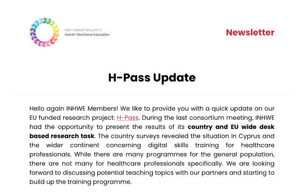 INHWE_Network's tweet photo. Sneak peak into what our newsletter looks like this week: #HPASSPROJECT update on building up a programme for digital skills training to be implemented in six pilot sites in the #EU. Sign up for @INHWE_Network today, we're free and open to all #MedEd ▶️ https://t.co/SrjhsX9Giz https://t.co/nW4TKtC2Q1