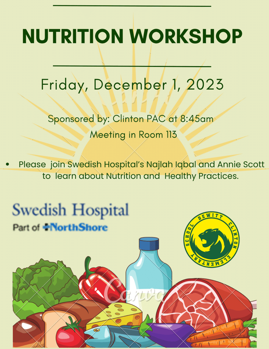 cpsclinton's tweet photo. Come check out Clinton's Nutrition Workshop on December 1st! https://t.co/53XNngOf8q