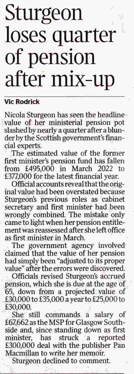 Oh, dear! How sad! Never mind... '@NicolaSturgeon loses quarter of her pension after mix-up' 🇬🇧 thetimes.co.uk/article/nicola…