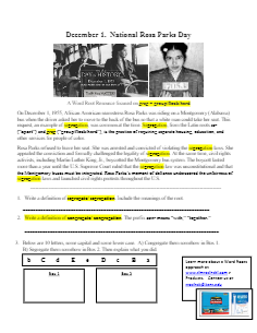 TimRasinski1's tweet photo. Morphology Monday!
December 1 is National Rosa Parks Day.  This week’s word root resource is "greg =group, herd, or flock" as in words such as aggregate, congregate, segregate, &amp; desegregate.
@ILAToday @ascd @DyslexiaIDA @reading_league @IMSEOG https://t.co/8y28uNMaf9