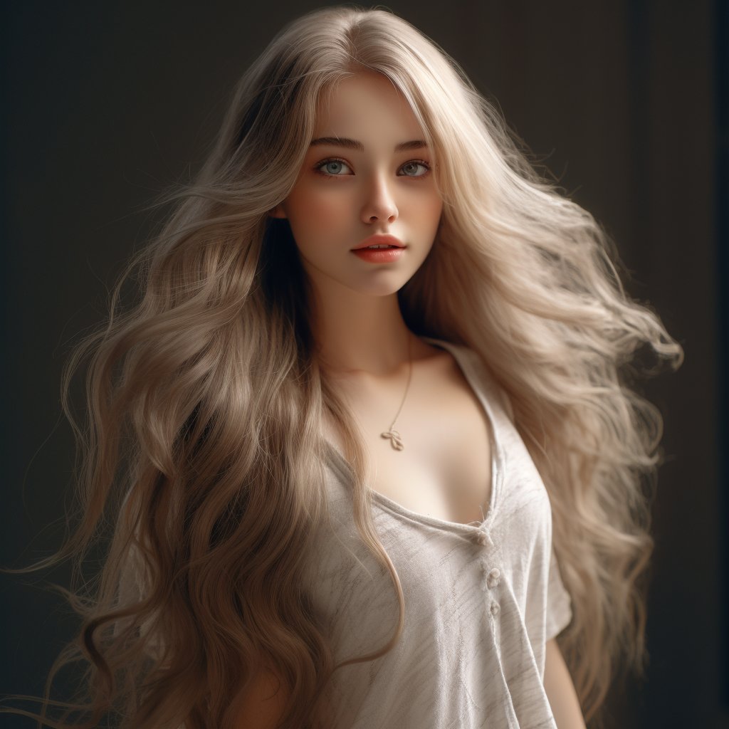Her graceful manner and flowing long hair add to her elegance, creating a beautiful and captivating image. #beautifulgirl
