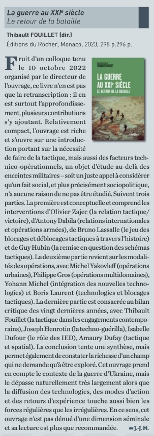 #Lecturestrat La guerre au XXIe siècle. Le retour de la bataille, dirigé par <a href="/ThibaultFouill1/">Thibault Fouillet</a>, paru dans DSI n°168.