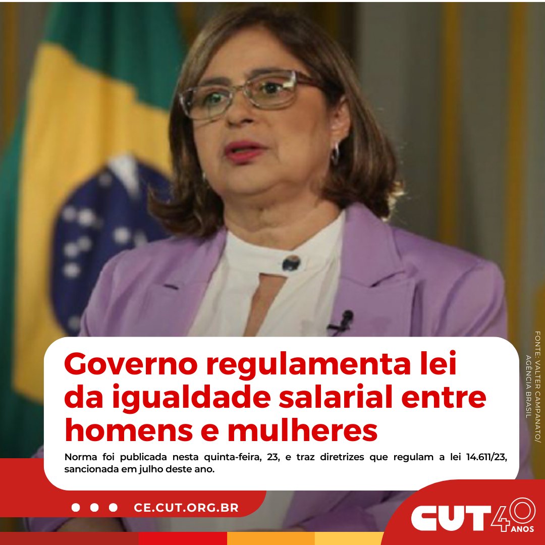 cutceara's tweet photo. Publicada na edição no último dia 23 de novembro, do Diário Oficial da União, a norma detalha mecanismos a serem utilizados para garantir e fiscalizar o cumprimento da Lei 14.611, sancionada em julho pelo presidente Lula.
.
📷 Saiba mais no Portal CUT: https://t.co/nqb8Wt90YT https://t.co/4t6YMSjb7D