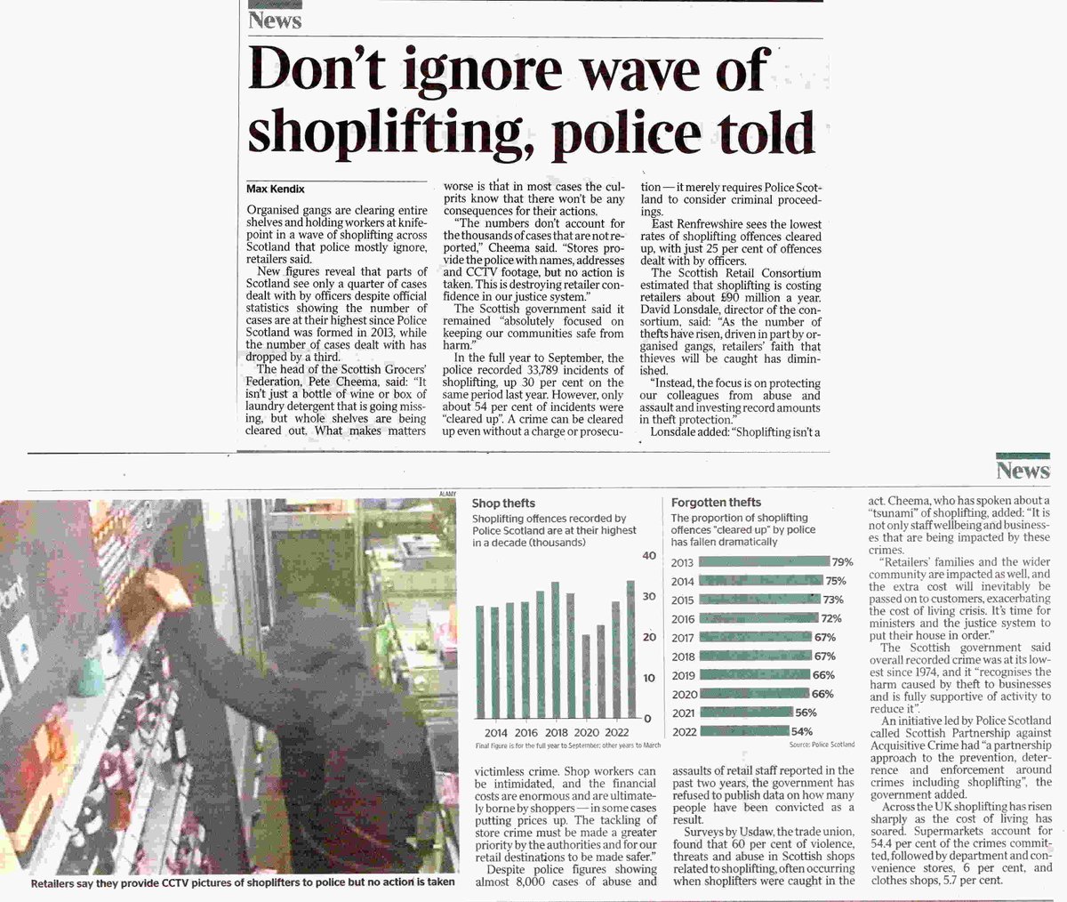 'Don’t ignore wave of shoplifting, retailers urge @PoliceScotland' 'Only a quarter of incidents are dealt with by officers in some areas, figures show' 🇬🇧 thetimes.co.uk/article/dont-i…