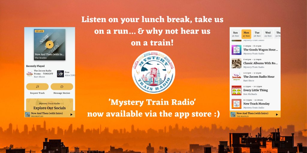 Get a freebie Cyber Monday! We have now updated our MTR App for smartphones! 😃 Access it through either the 'Apple App Store' or the 'Google Play Store'. Download the latest version of the App now :))) Visit mysterytrainradio.com/apps/ for more information.