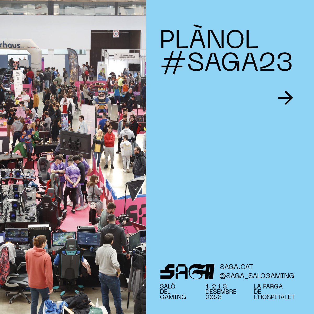 SagaSaloGaming's tweet photo. 😍🎮 Aquest cap de setmana arriba #SAGA23! 

📌👇🏽 Aquí tens un plànol amb la distribució del Saló a @fargahospitalet perquè no et perdis res! 

🌐 Més informació i entrades a https://t.co/ASaK0Ca03R https://t.co/wG97OuL9Df