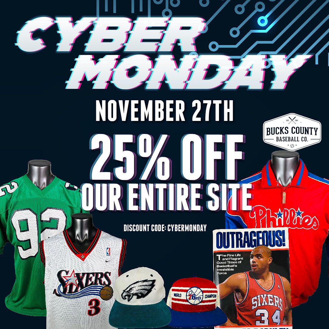 BCBaseballCo's tweet photo. We are excited to our announce our Cyber Monday Special ⚡️

25% OFF our entire website 🖥️📲 for Monday only! Use discount code “CYBERMONDAY” at checkout 🔥

#cybermonday #holidayseason #holidayshopping https://t.co/AsSBPZi1oQ