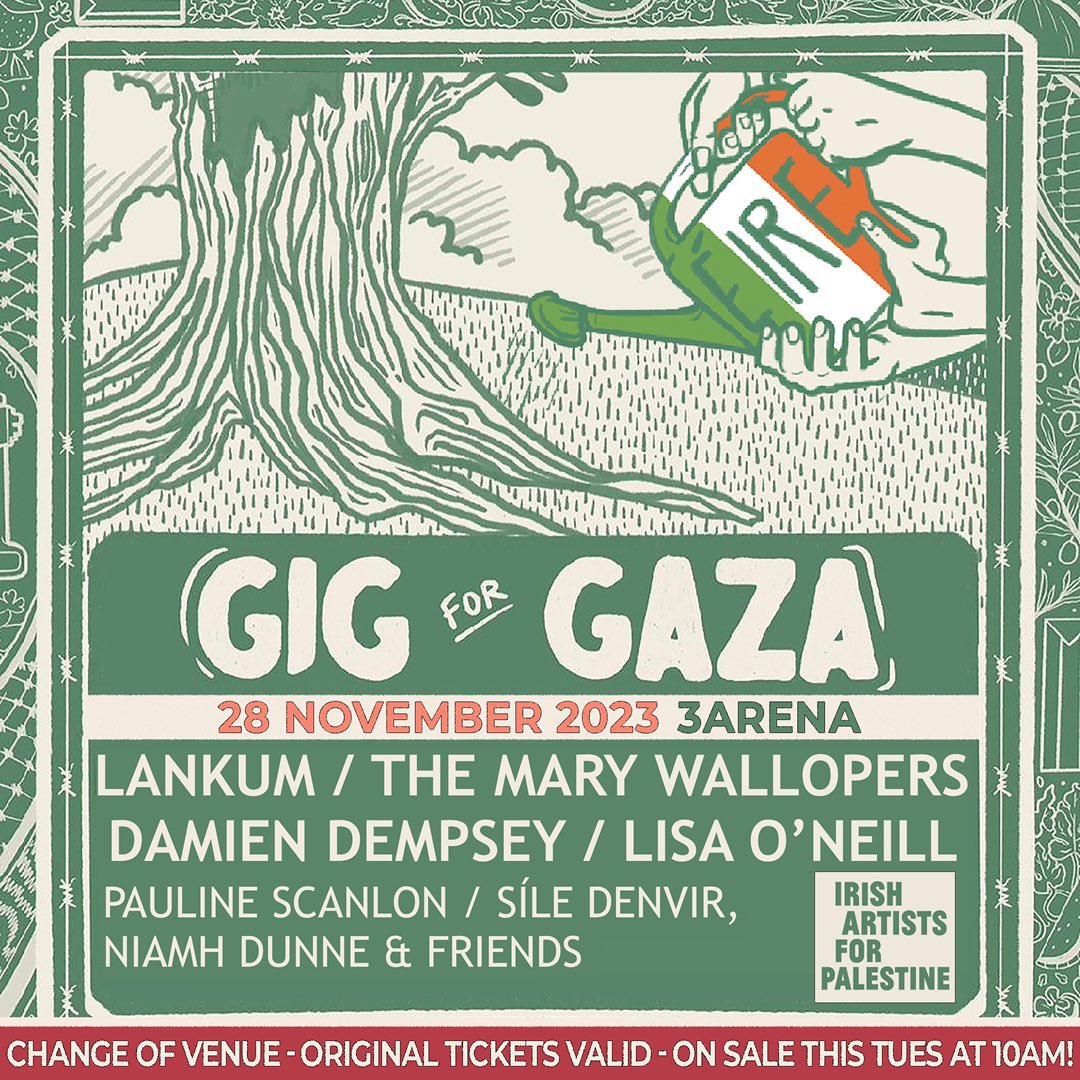RTs appreciated 🤝 TOMORROW NIGHT🚨 ‘Gig for Gaza’ now 85% sold All proceeds to @MedicalAidPal - selling out will raise a massive amount for those who need it most - many of them kids with horrific injuries. Buy a ticket - tell your mates - bring your family.🇵🇸❤️🇮🇪