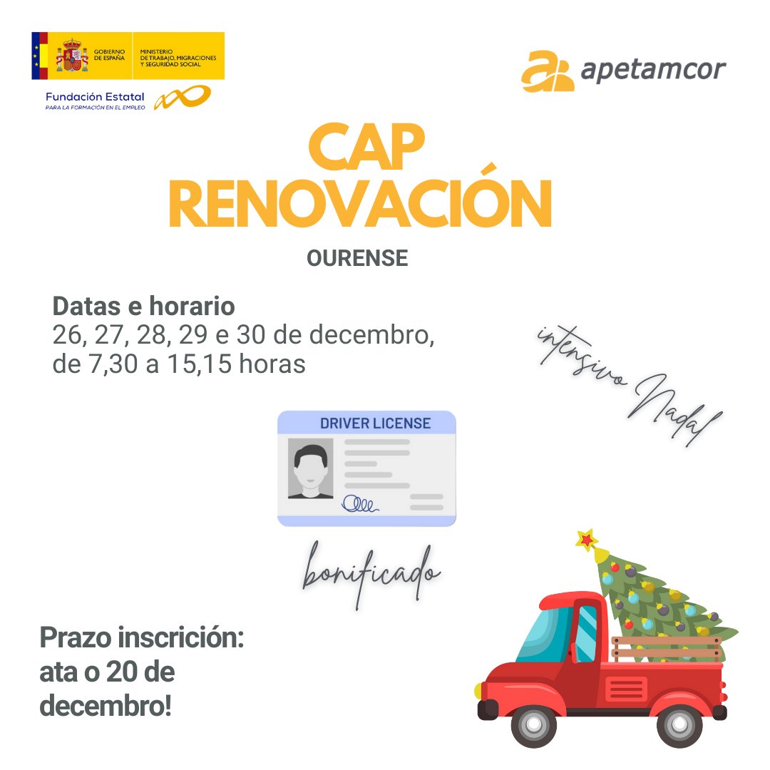 📲 Matricúlate ou solicita máis información chamado ou escribindo a 688 83 35 68 ou 988 254 200.

#transporte #formación #CAPrenovación #transporteprofesional