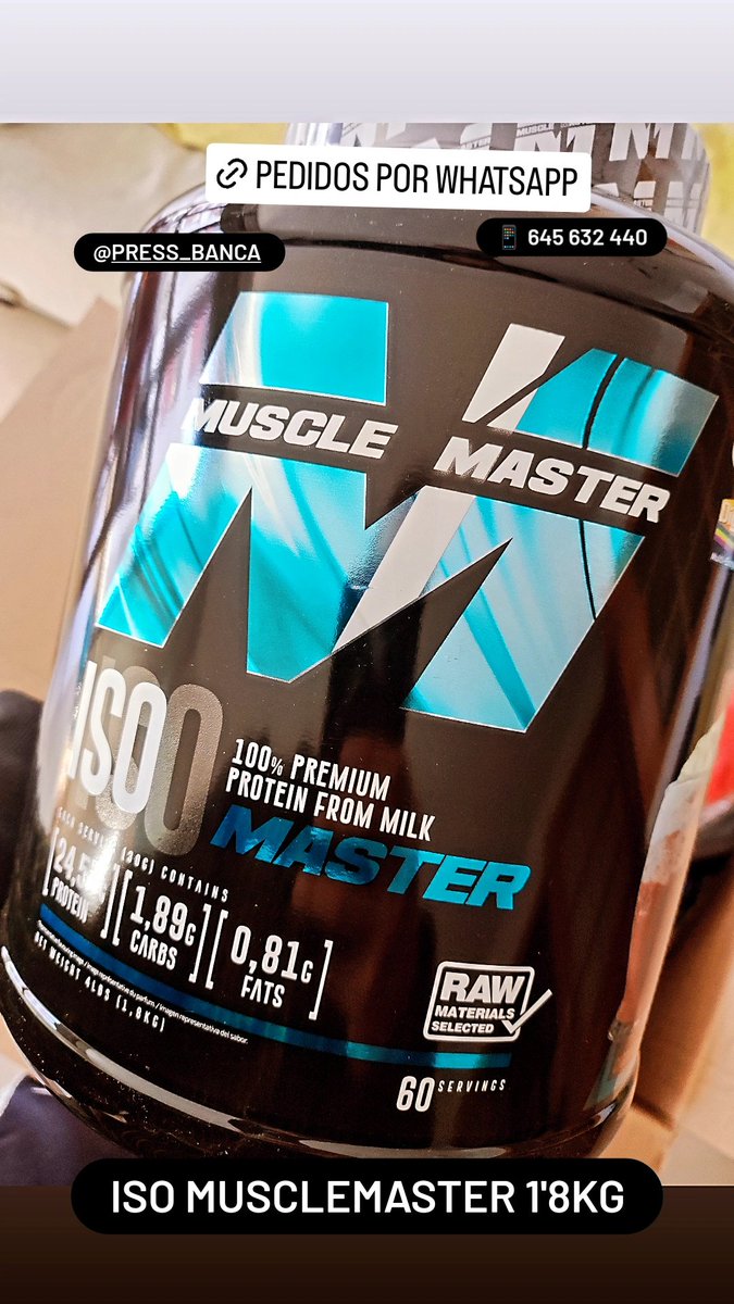 Proteína ISO MuscleMaster 1'8kg 💪🏼

Precio especial con <a href="/pressbancafit/">Press Banca Fitness</a> 😏

Pedidos 📱 645 632 440 (WhatsApp o Telegram)

pressbanca.com/2022/05/02/sup…