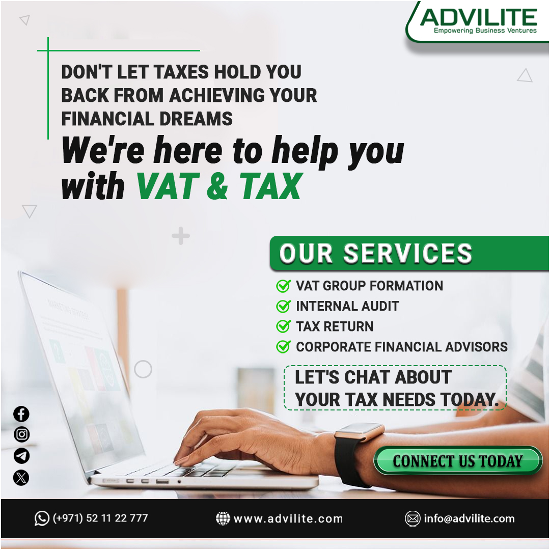 advilite's tweet photo. Unlock your dreams with our VAT &amp; TAX assistance. From VAT Group Formation to Internal Audit, Tax Return, and personalized advice from Corporate Financial Advisors – we've got you covered.
#advilite #VAT #tax #taxreturn #corporate #advisory #financialadvisor #uaeservices https://t.co/wibHa2Onrk